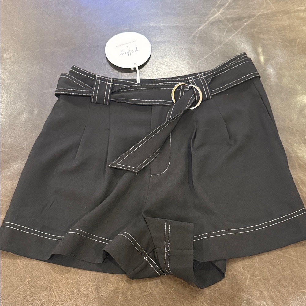 Princess Polly Sophisticated Suspect Black Women's Shorts with Belt